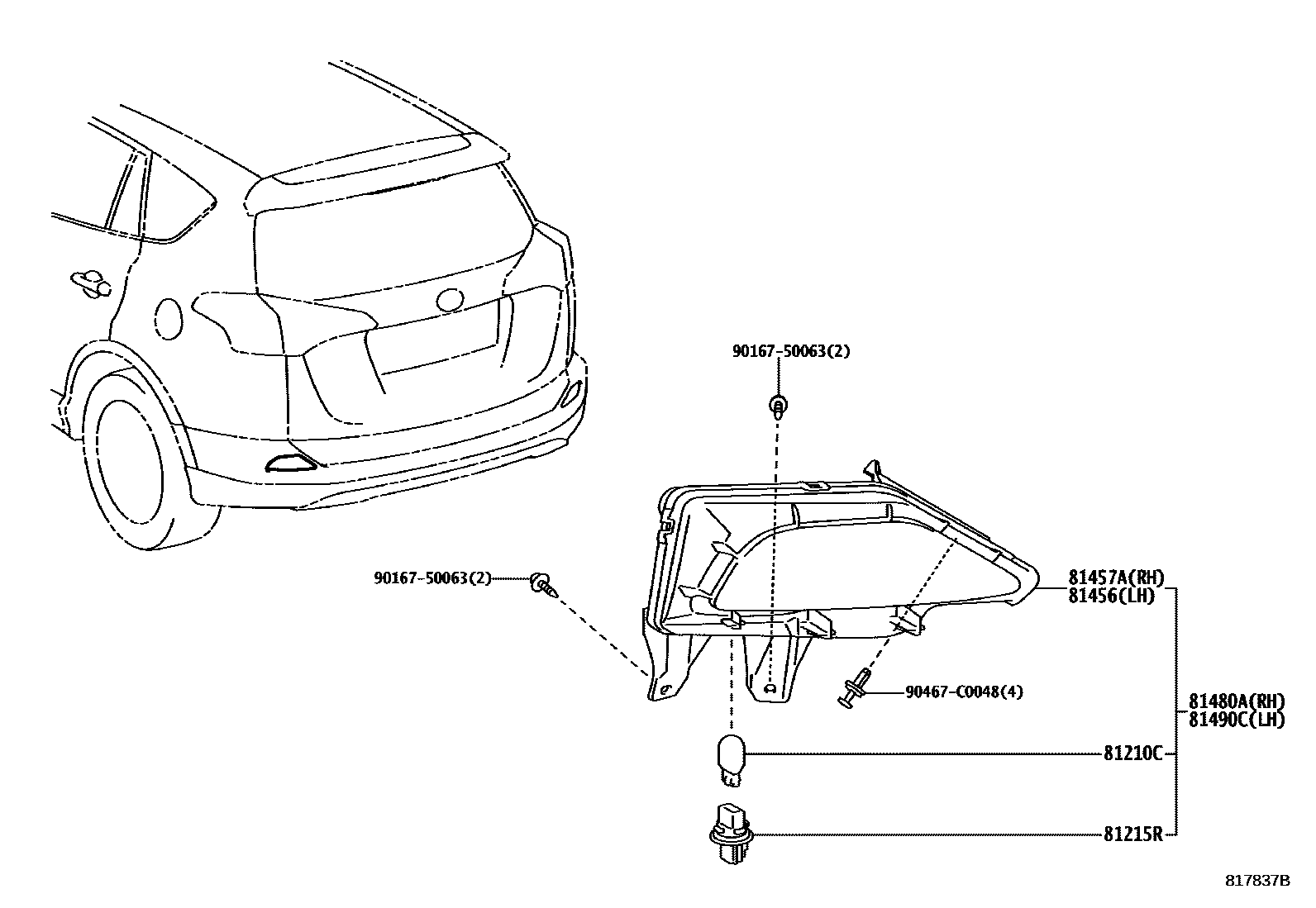 Toyota RAV4 后雾灯 EPC diagram — 817837B