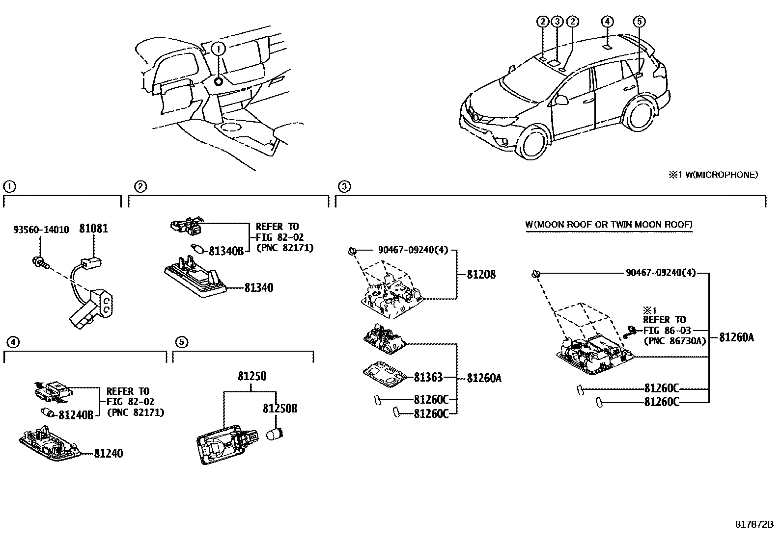 Toyota RAV4 车内灯 EPC diagram — 817872B