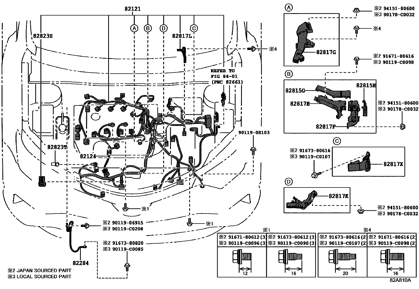 Toyota RAV4 线束和卡夹 EPC diagram — 82A810A