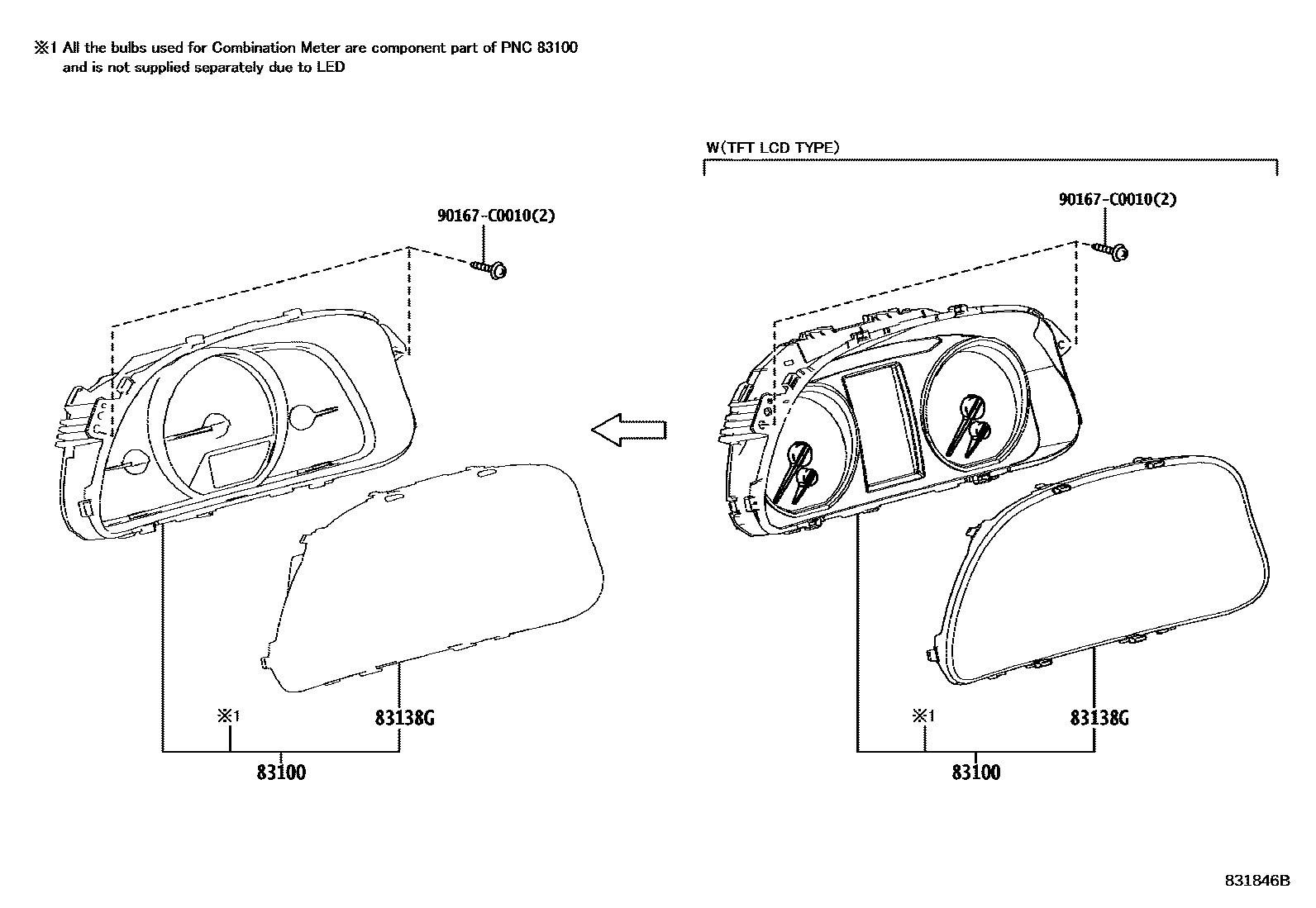 Toyota RAV4 仪表 EPC diagram — 831846B