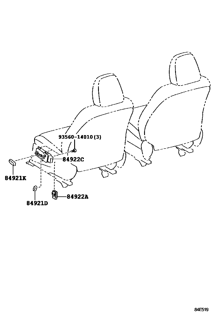 Toyota RAV4 开关和继电器和ECU EPC diagram — 84E519