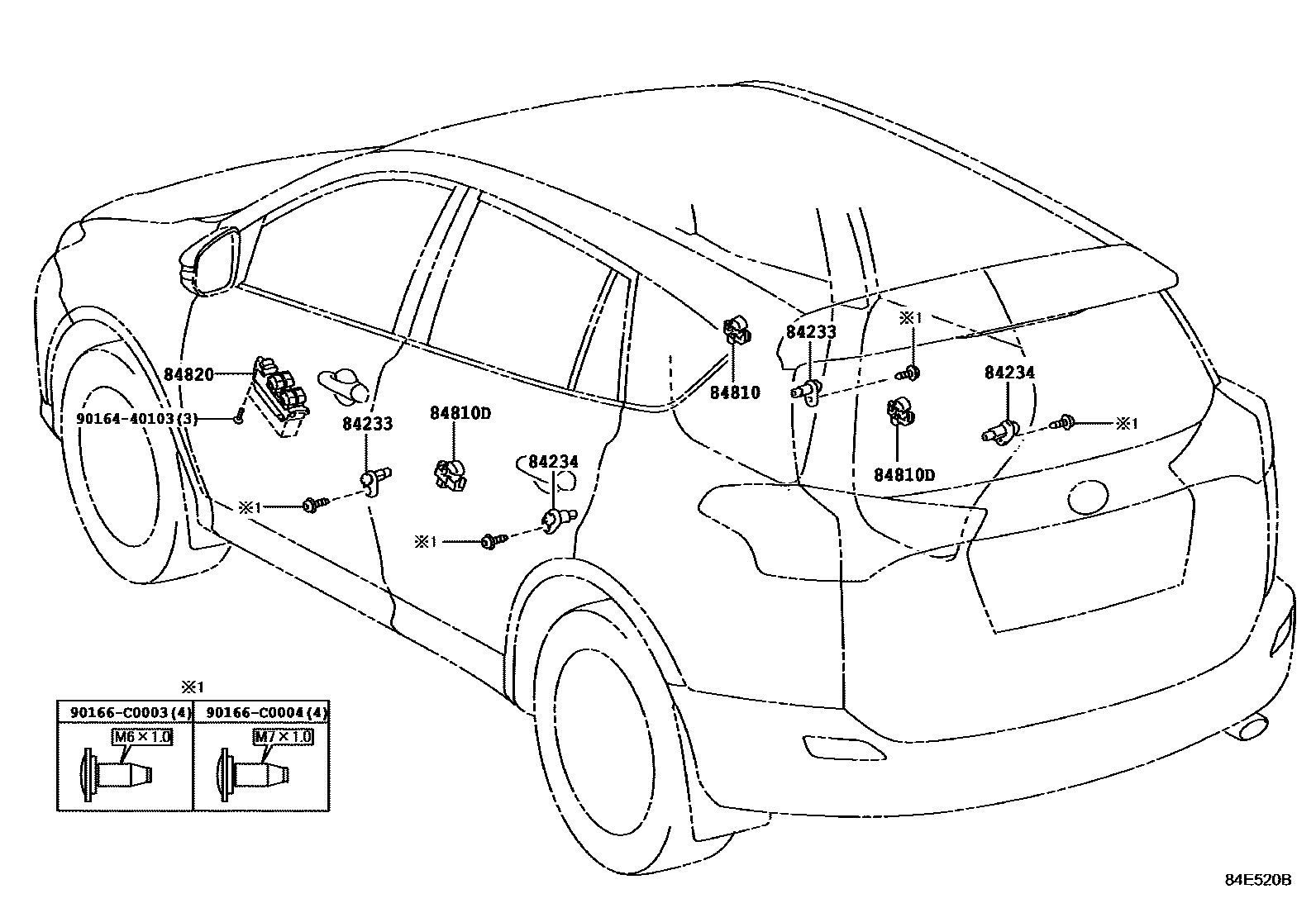 Toyota RAV4 开关和继电器和ECU EPC diagram — 84E520B