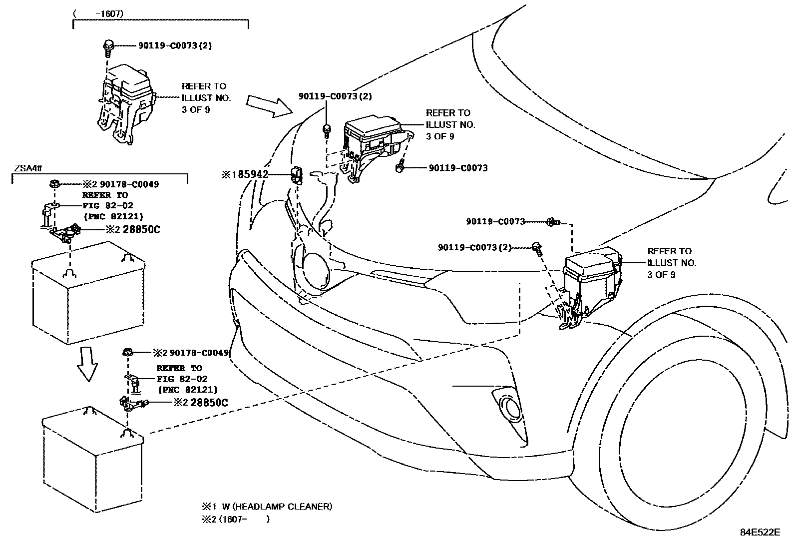 Toyota RAV4 开关和继电器和ECU EPC diagram — 84E522E