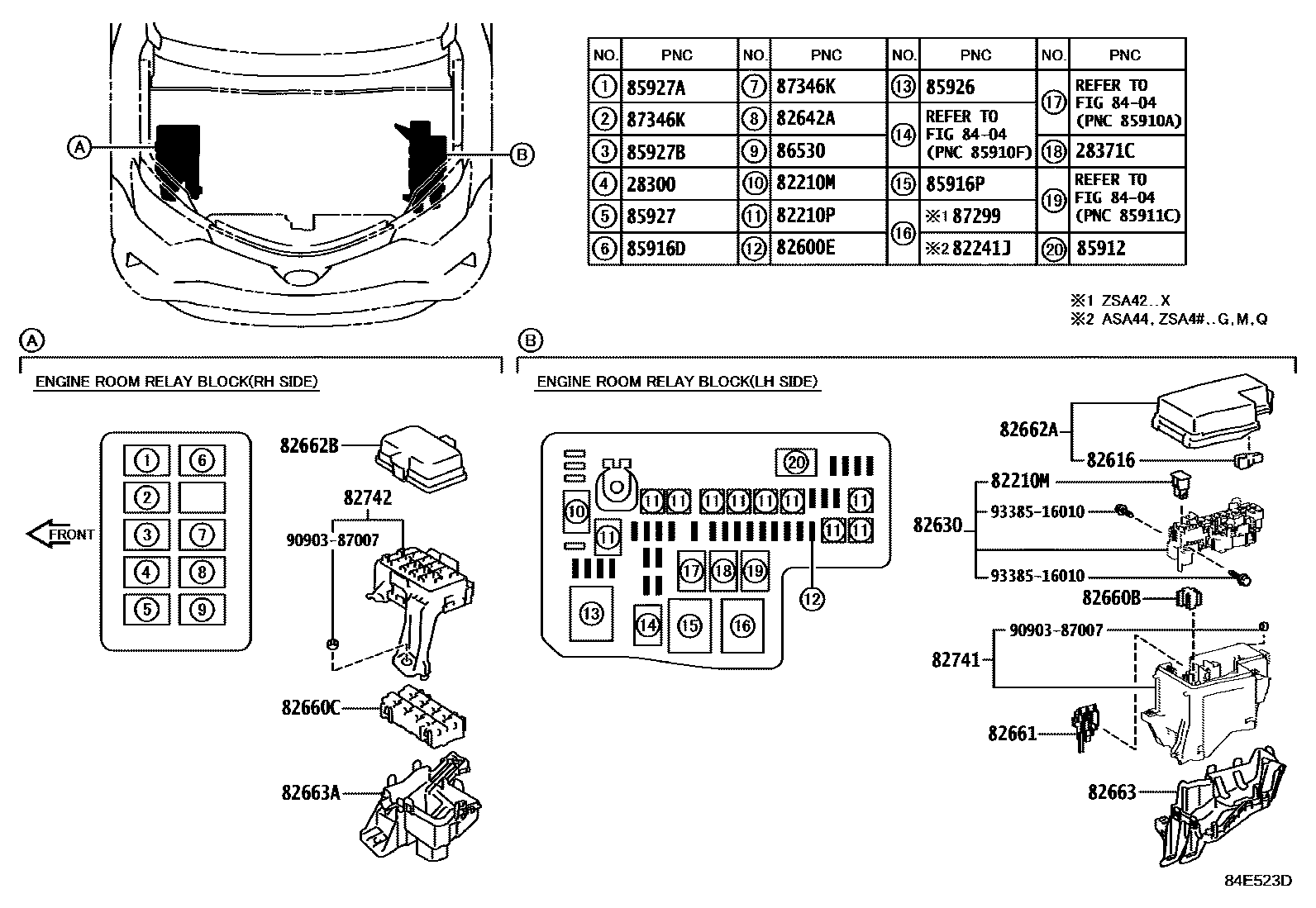 Toyota RAV4 开关和继电器和ECU EPC diagram — 84E523D