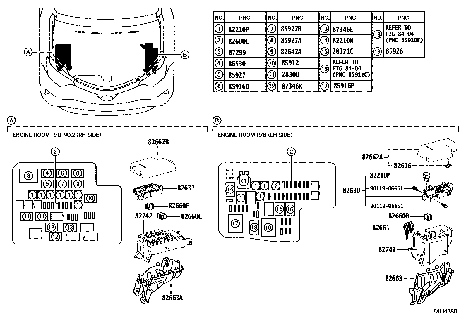 Toyota RAV4 开关和继电器和ECU EPC diagram — 84H428B