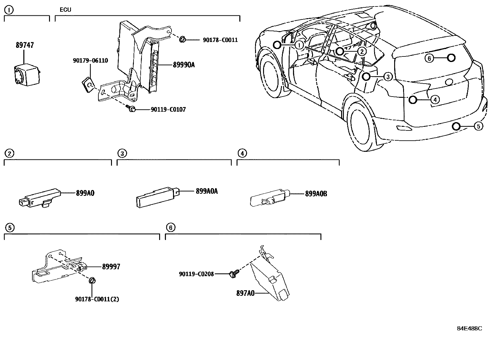 Toyota RAV4 遥控门锁 EPC diagram — 84E488C