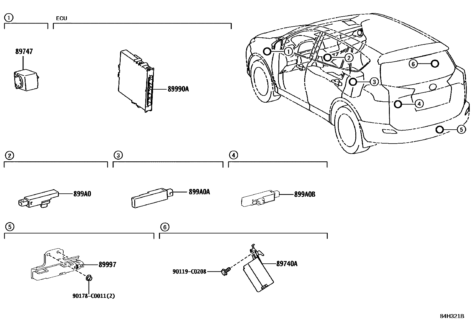 Toyota RAV4 遥控门锁 EPC diagram — 84H321B