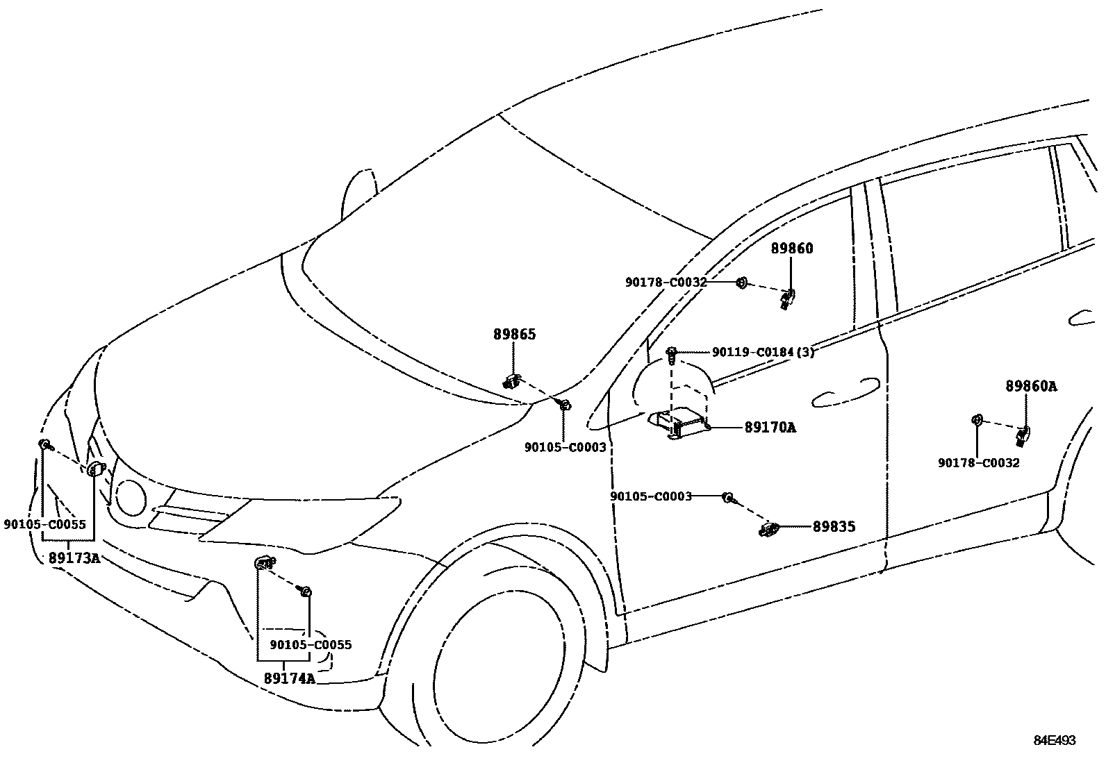 Toyota RAV4 空气囊 EPC diagram — 84E493
