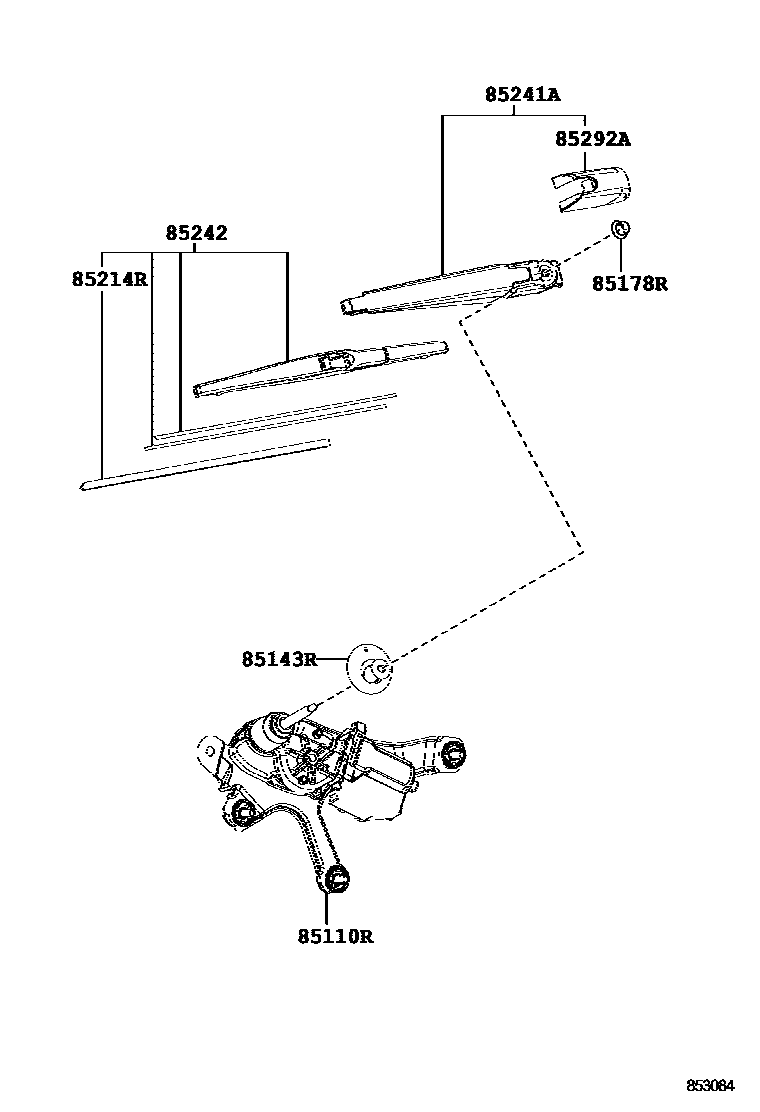 Toyota RAV4 后刮水器 EPC diagram — 853084