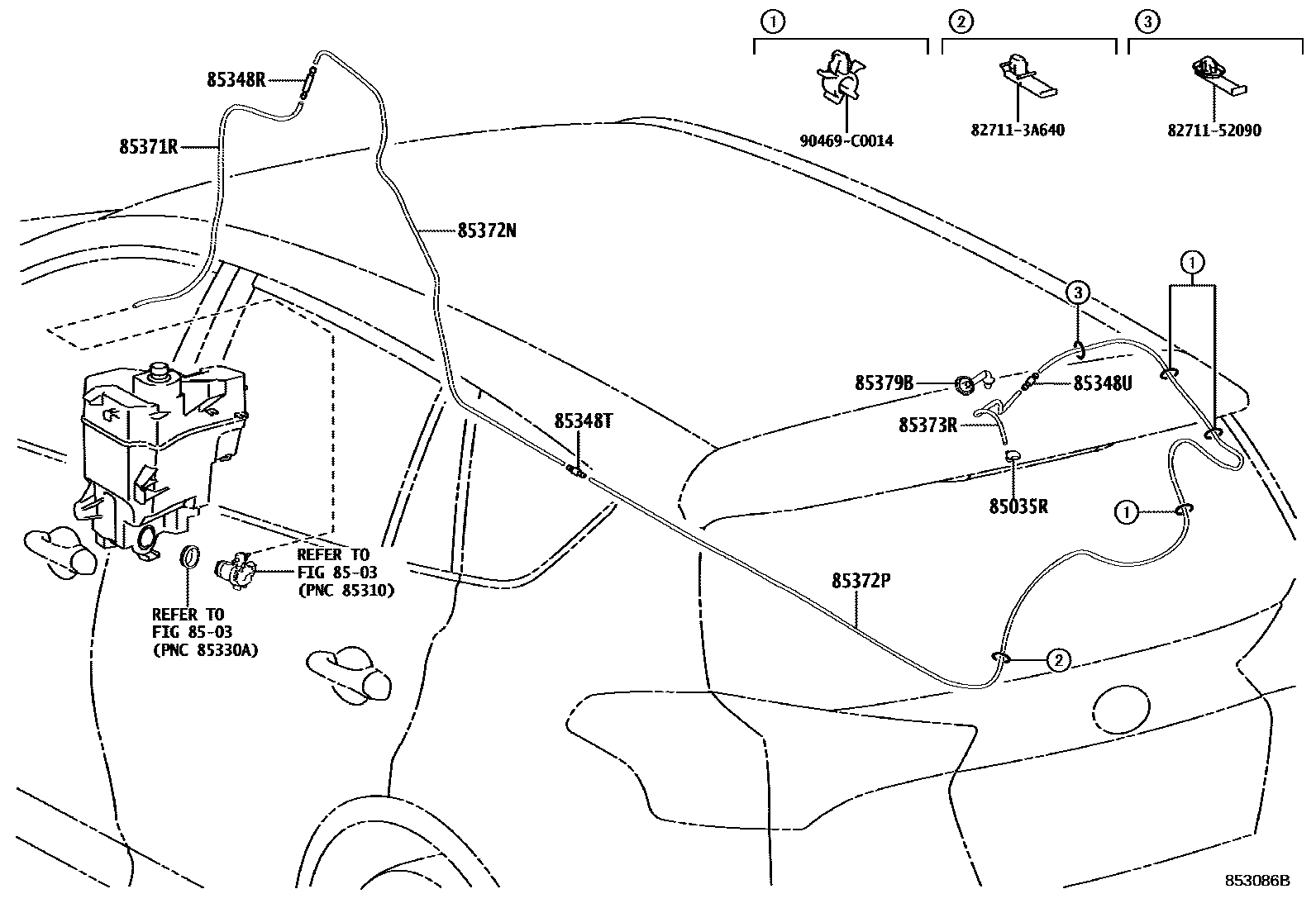 Toyota RAV4 后清洗器 EPC diagram — 853086B