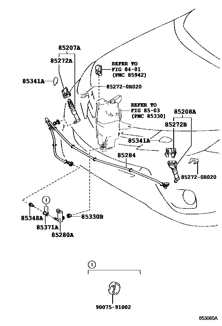 Toyota RAV4 前大灯清洗器 EPC diagram — 853085A