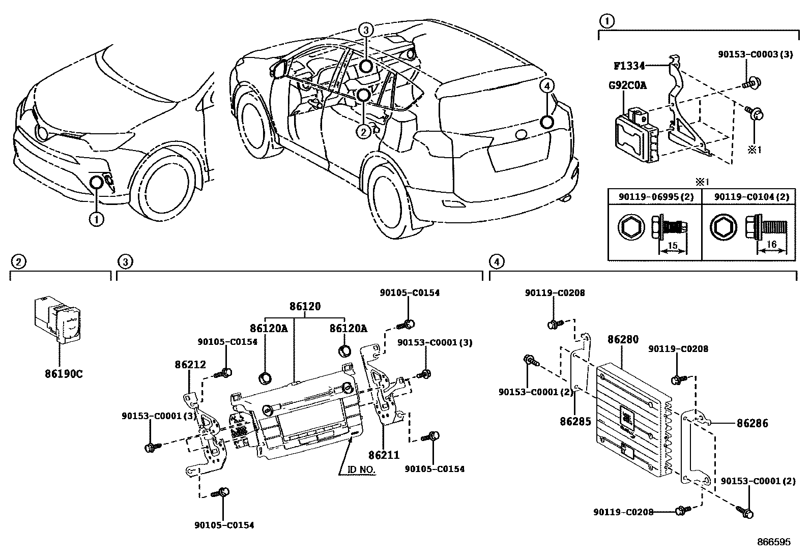 Toyota RAV4 收音机、放大器和冷凝器 EPC diagram — 866595