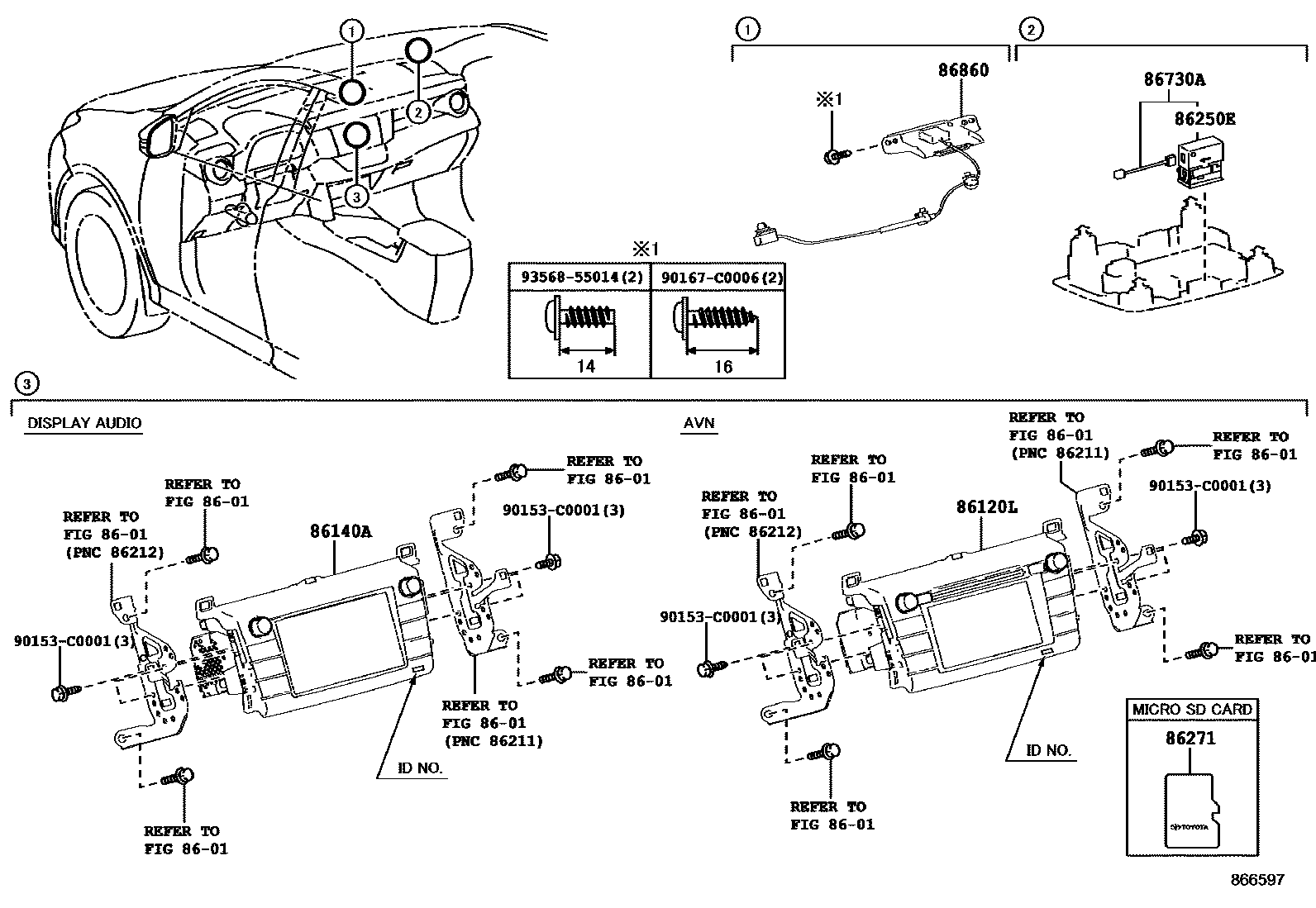 Toyota RAV4 导航和前监视器显示屏 EPC diagram — 866597