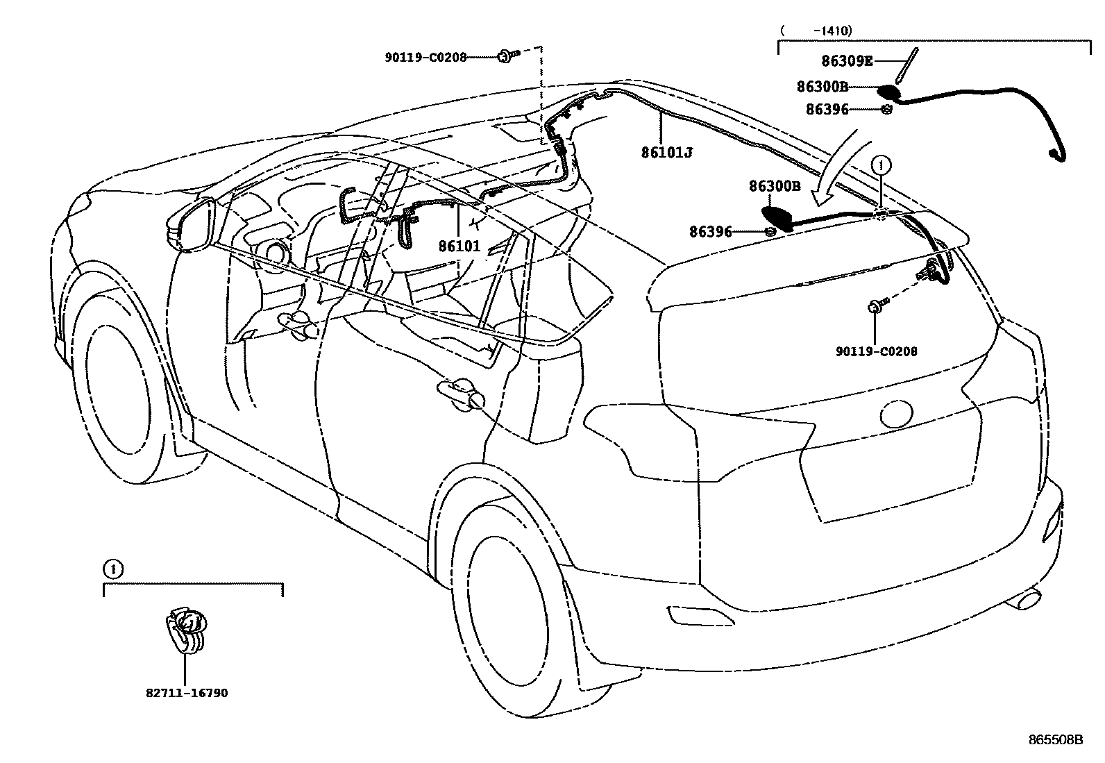 Toyota RAV4 antenna EPC diagram — 865508B