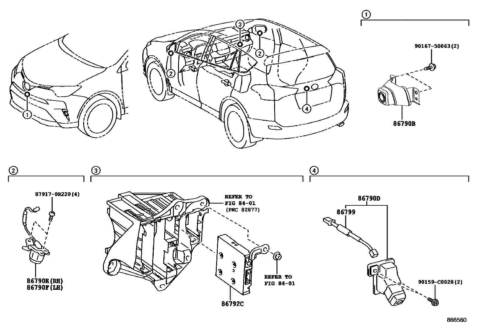 Toyota RAV4 倒车影像和摄像头 EPC diagram — 866560