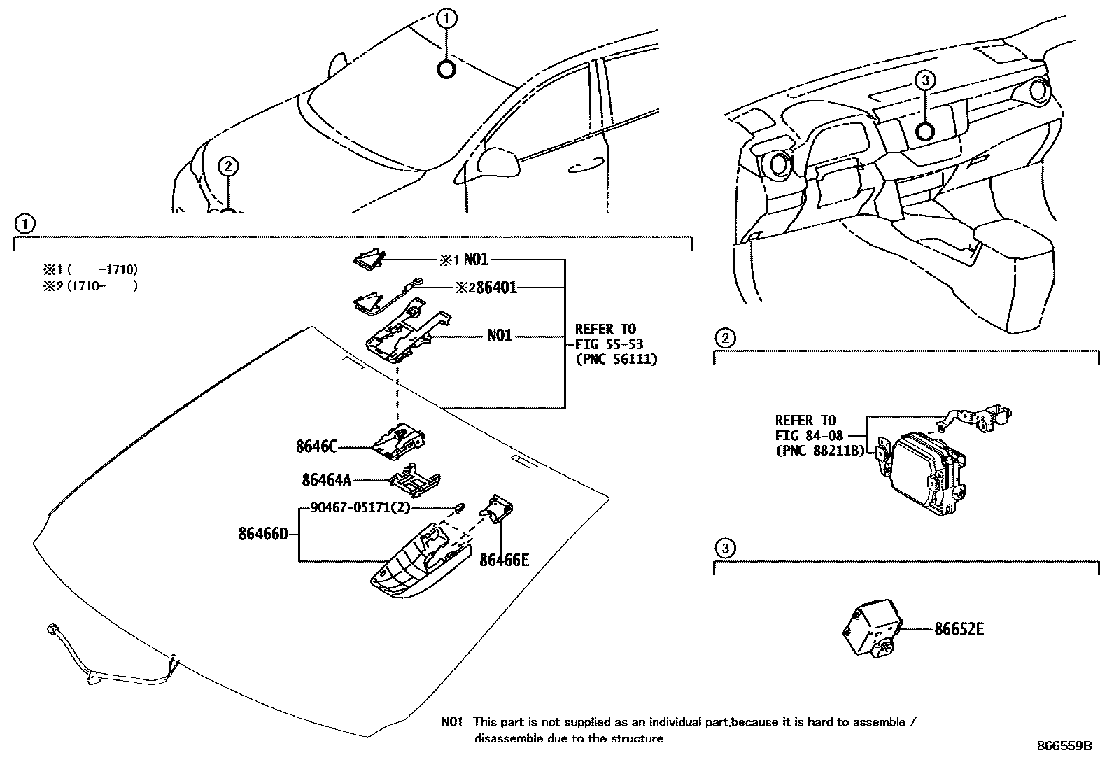 Toyota RAV4 预碰撞安全系统 EPC diagram — 866559B