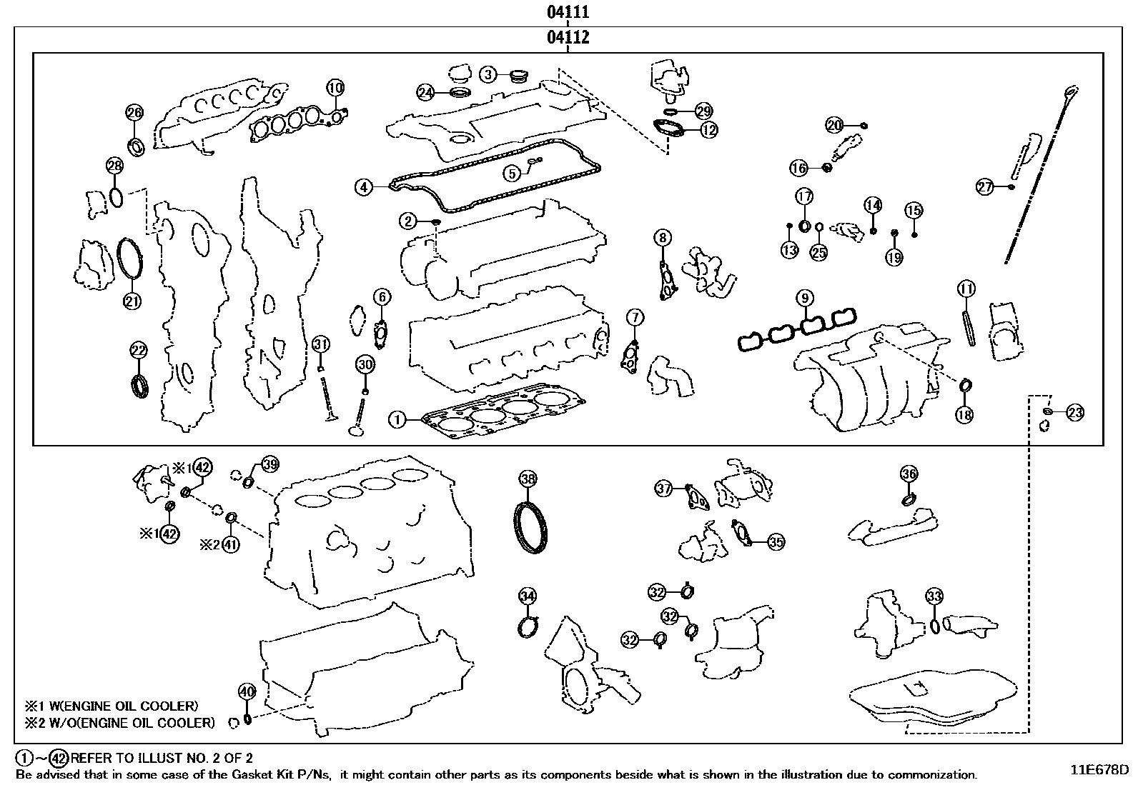 Toyota RAV4 Engine Overhaul Gasket Kit EPC diagram — 11E678D