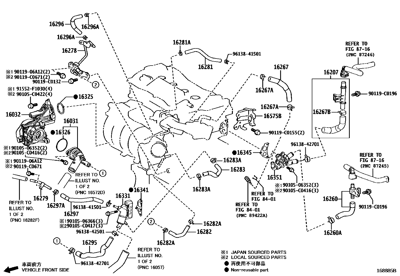 Toyota RAV4 RADIATOR & WATER OUTLET EPC diagram — 168885B