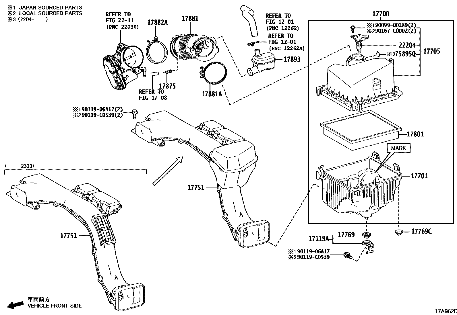 Toyota RAV4 Air Cleaner EPC diagram — 17A962D