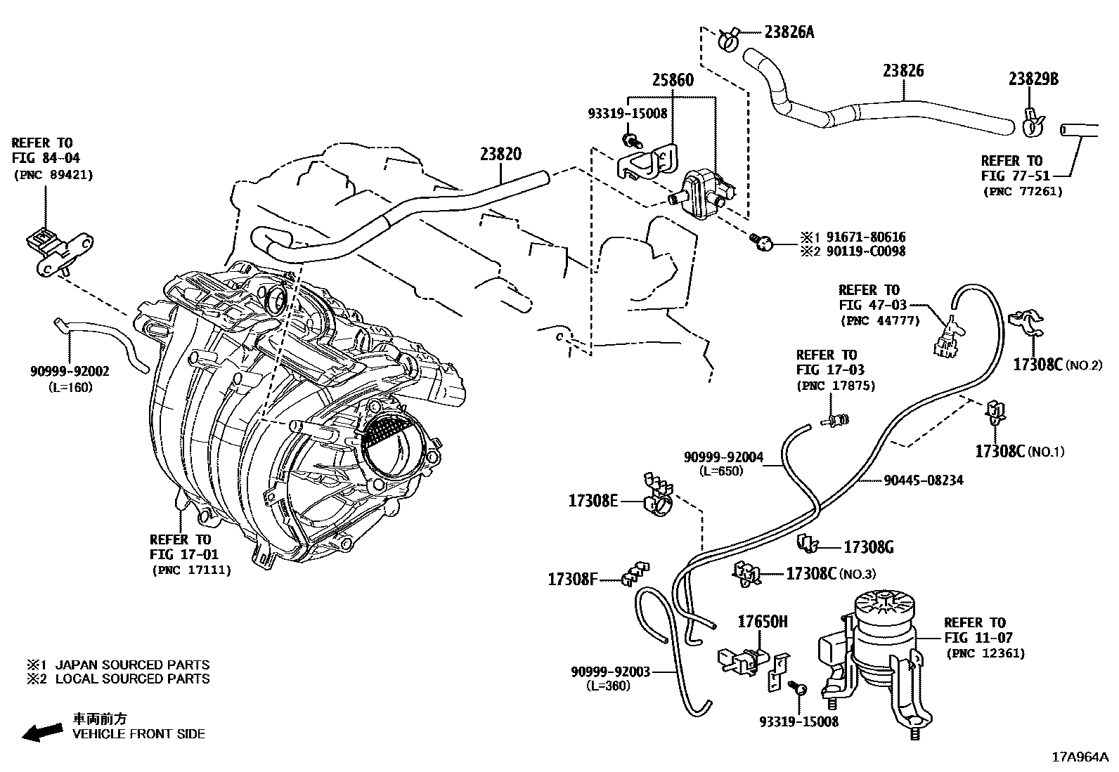 Toyota RAV4 vacuum tube EPC diagram — 17A964A
