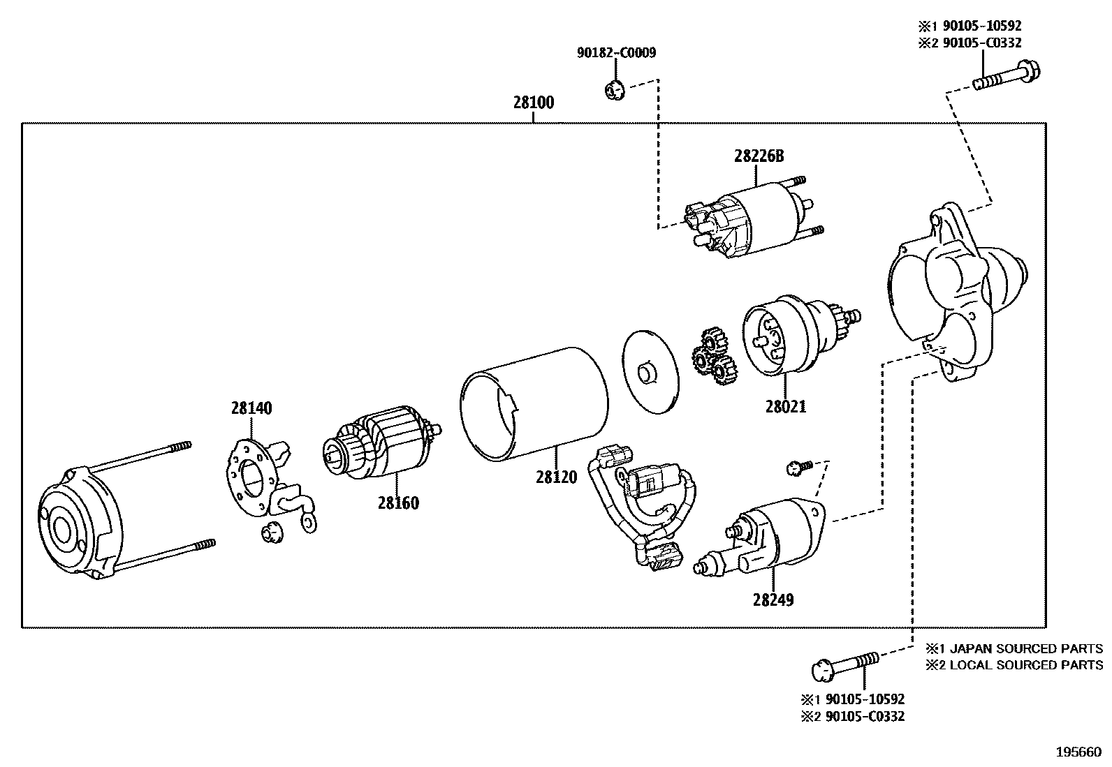 Toyota RAV4 起动机 EPC diagram — 195660