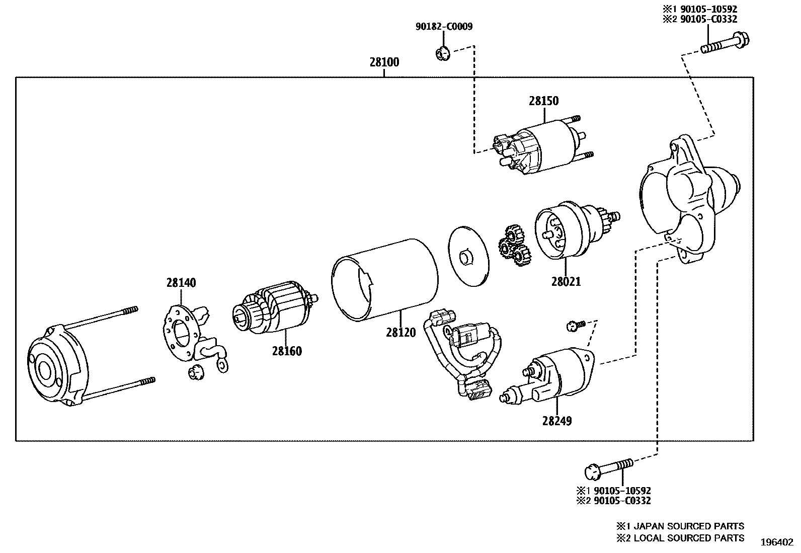 Toyota RAV4 起动机 EPC diagram — 196402