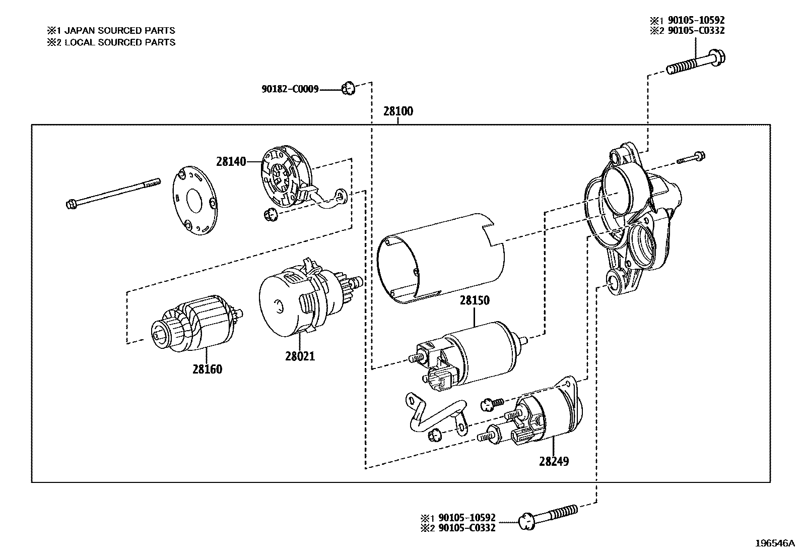 Toyota RAV4 起动机 EPC diagram — 196546A