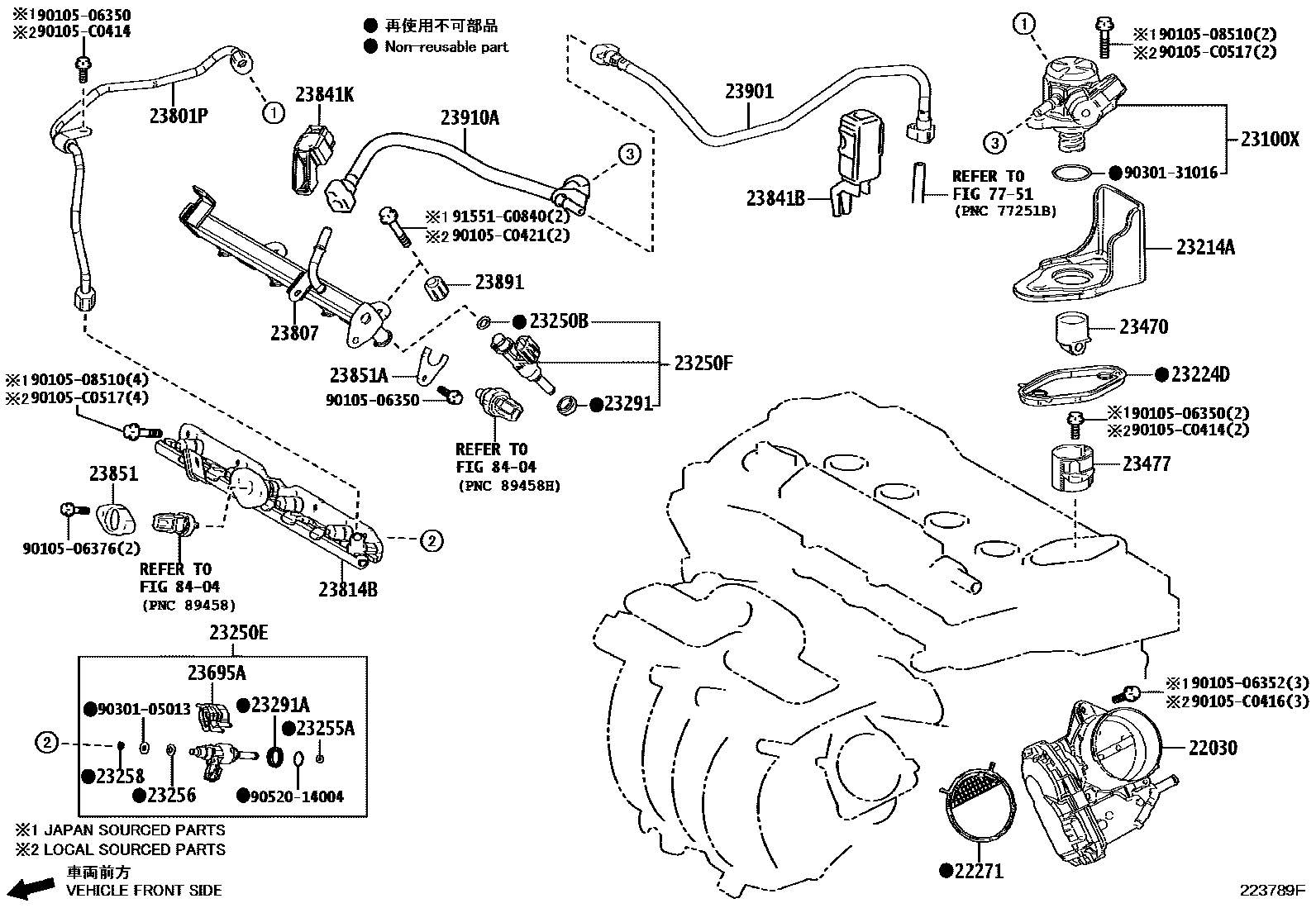 Toyota RAV4 燃油喷射系统 EPC diagram — 223789F