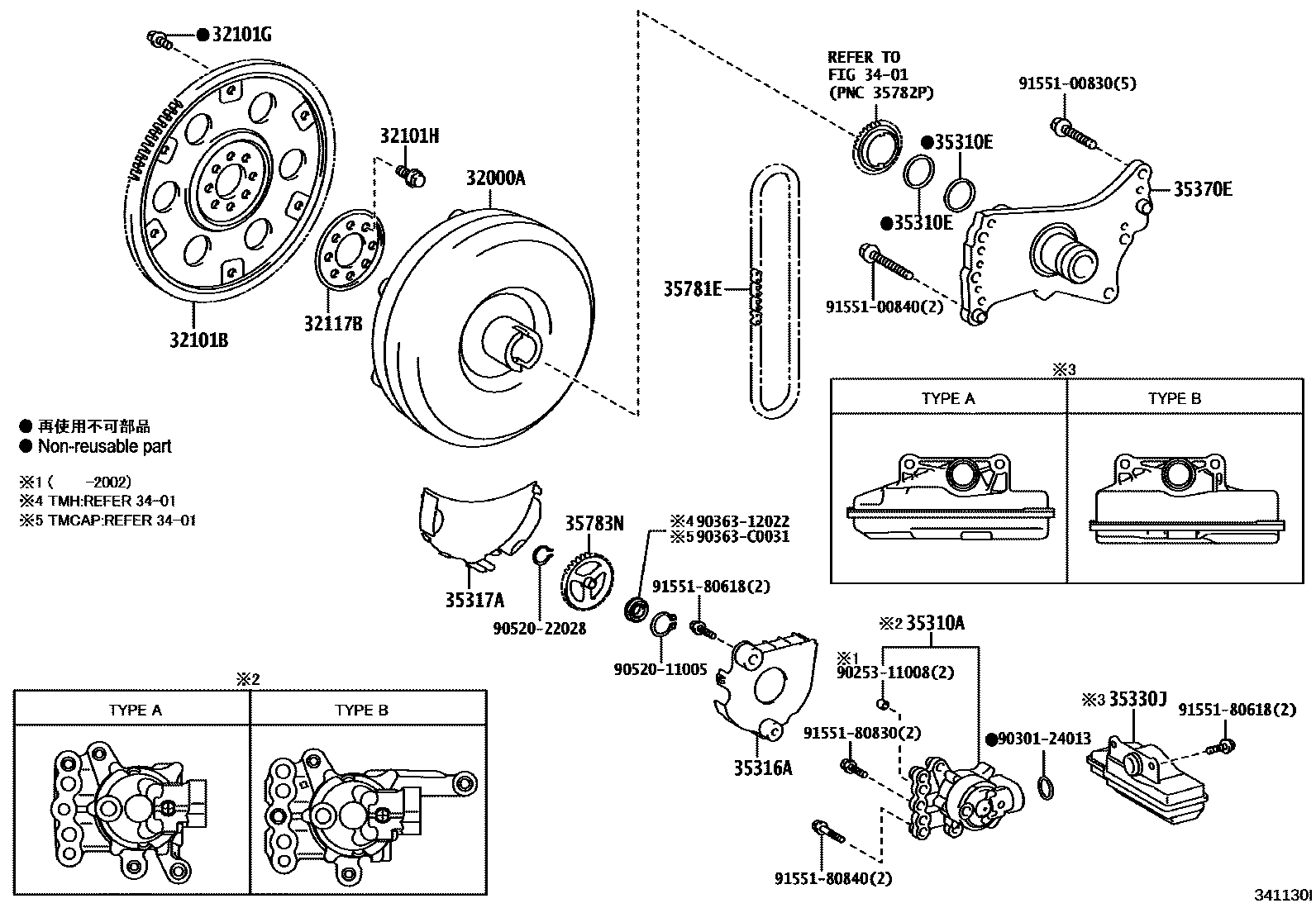 Toyota RAV4 变矩器、前油泵(CVT) EPC diagram — 341130I