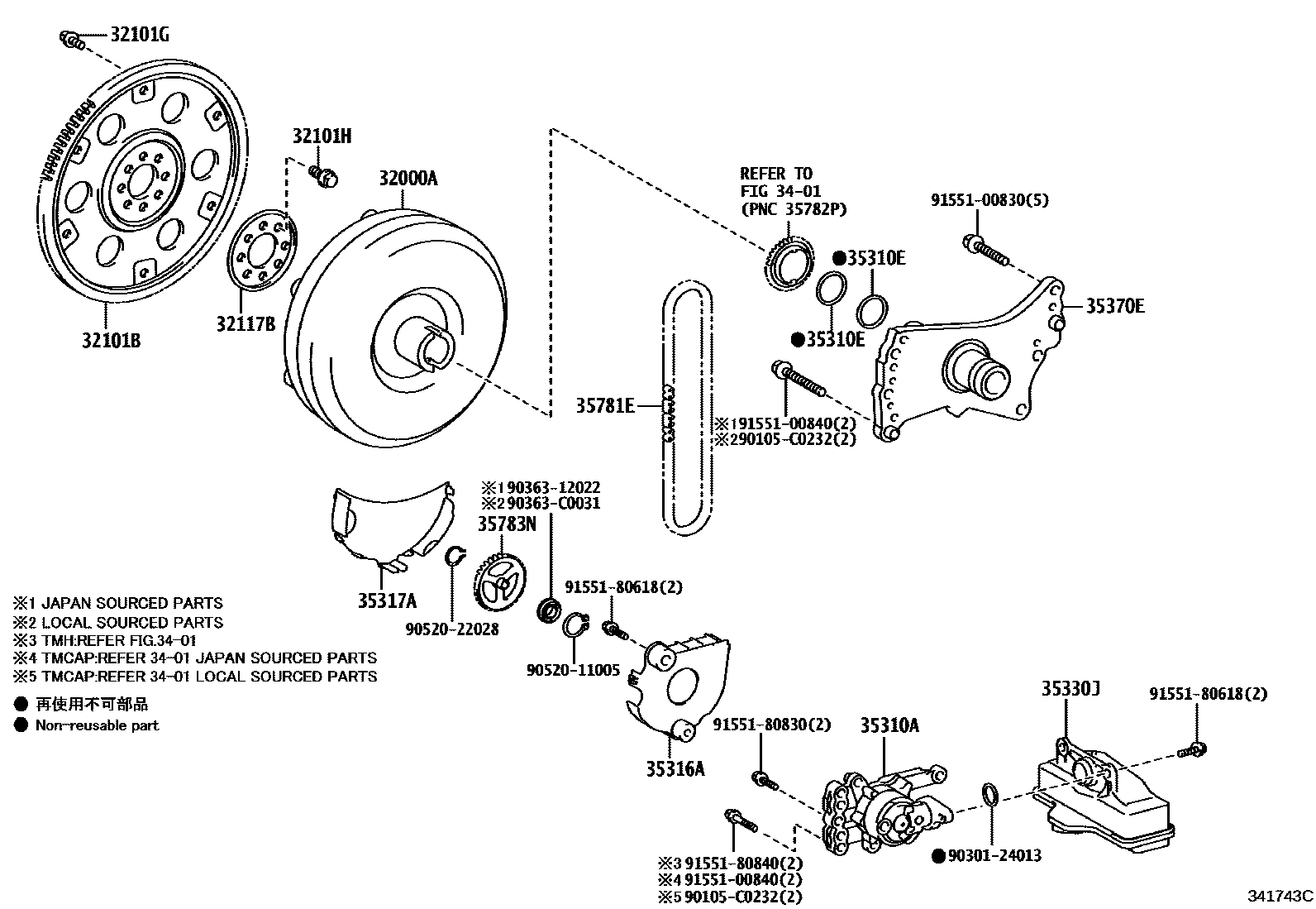Toyota RAV4 变矩器、前油泵(CVT) EPC diagram — 341743C