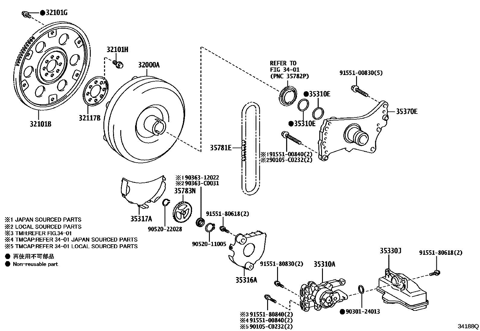 Toyota RAV4 变矩器、前油泵(CVT) EPC diagram — 34188Q