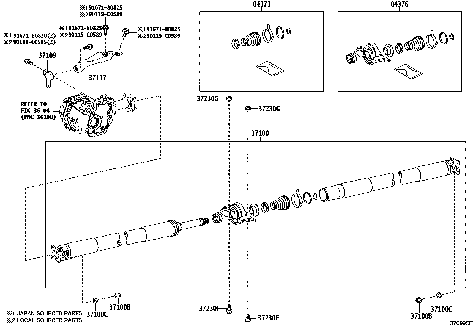 Toyota RAV4 Propeller Shaft & Universal Joint EPC diagram — 370995E