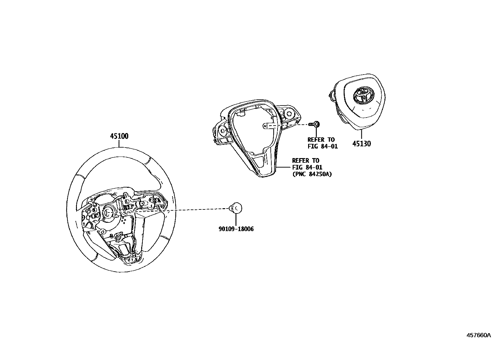 Toyota RAV4 Steering Wheel EPC diagram — 457660A