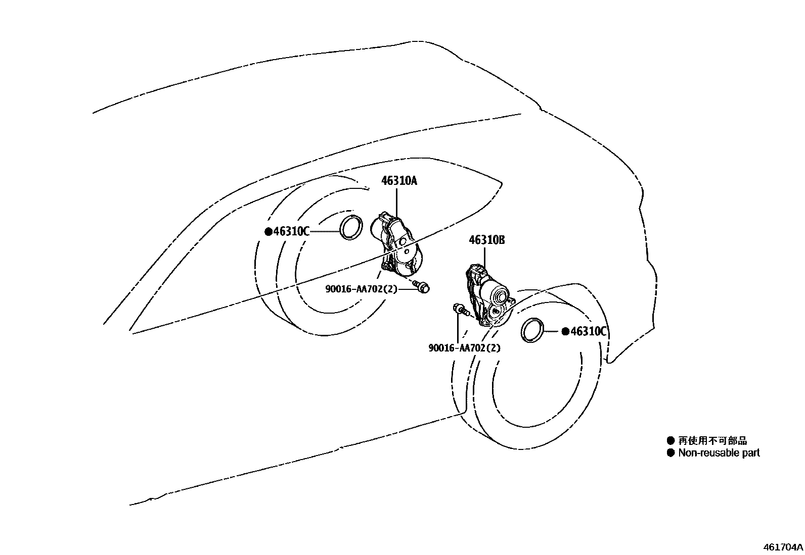 Toyota RAV4 Parking Brake & Cable EPC diagram — 461704A