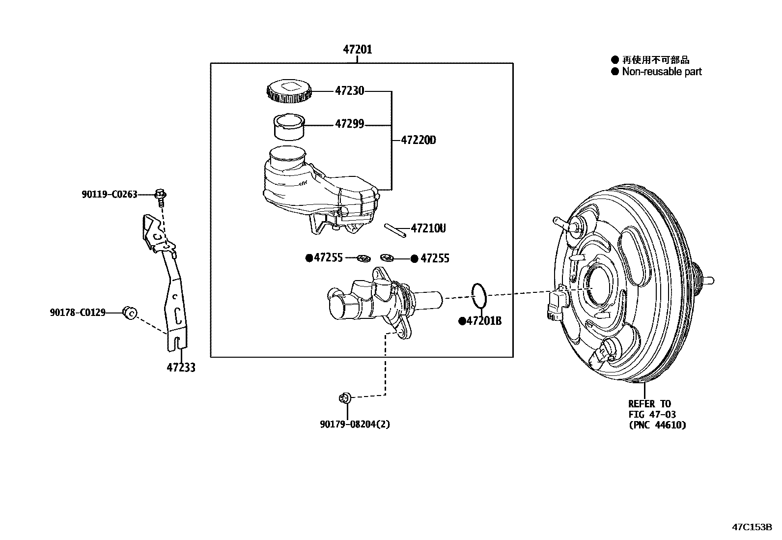 Toyota RAV4 制动总泵 EPC diagram — 47C153B