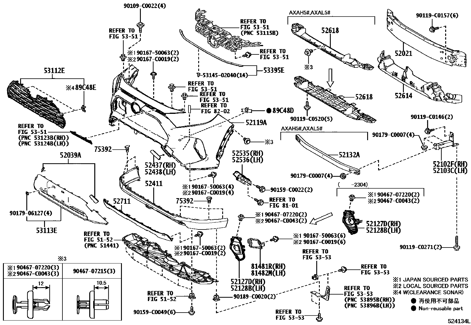 Toyota RAV4 前保险杠及附件 EPC diagram — 524134L