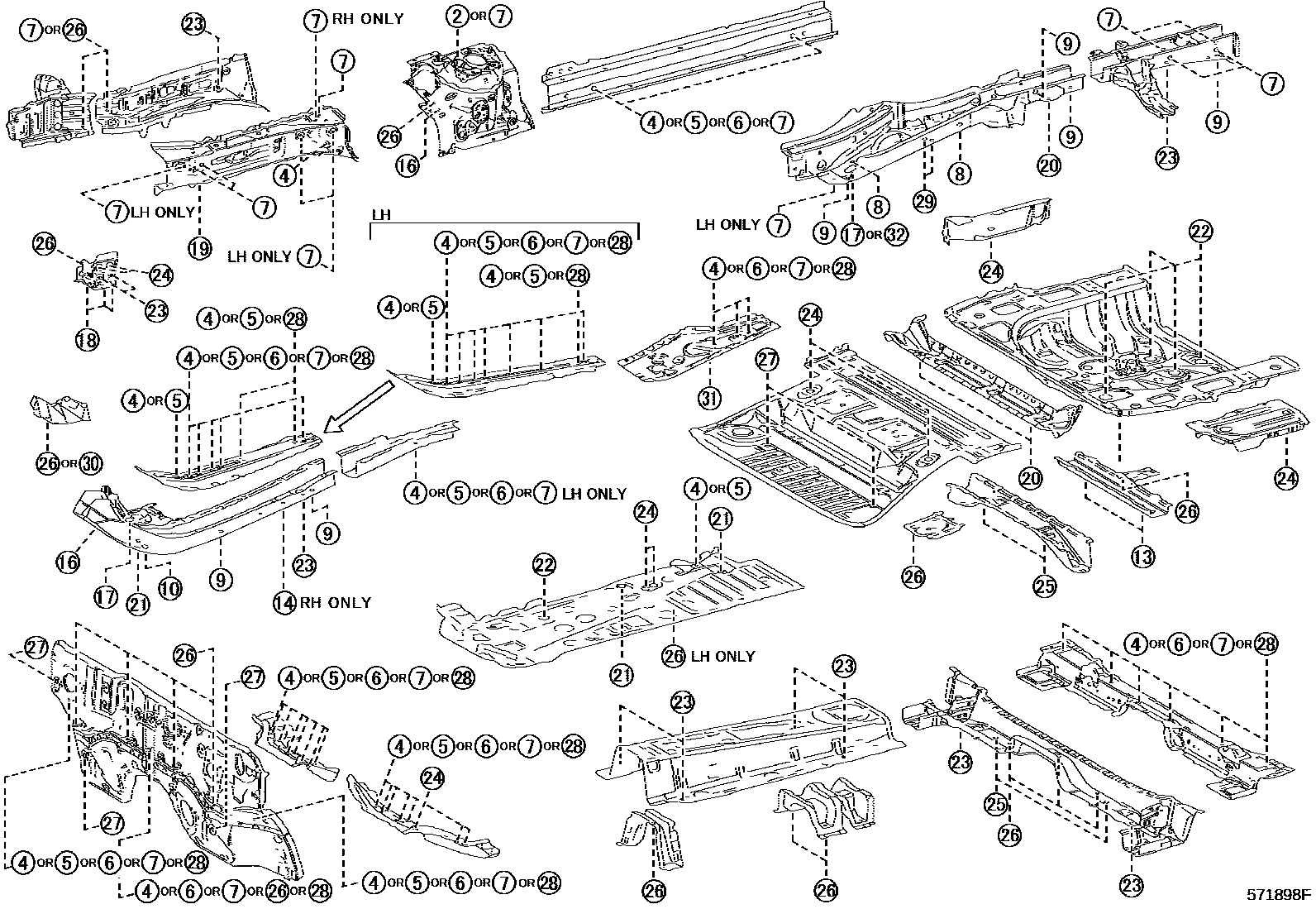 Toyota RAV4 hole plug EPC diagram — 571898F