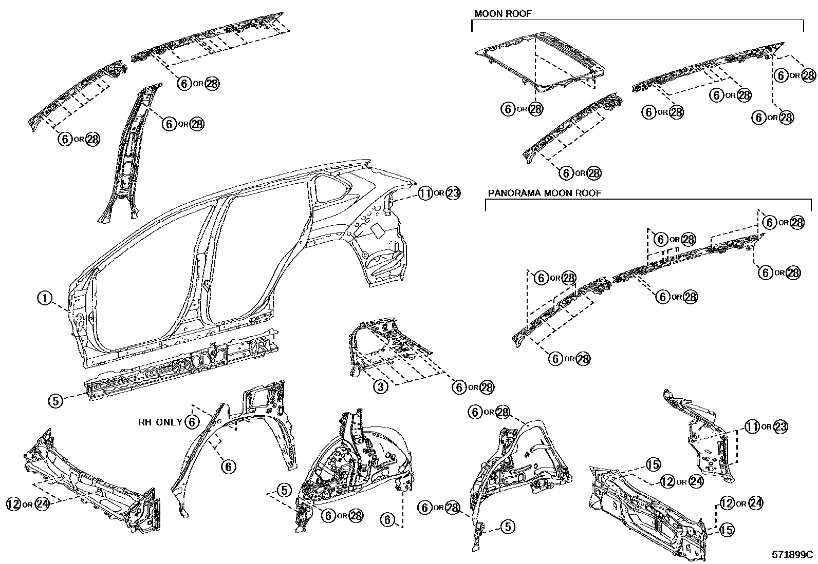 Toyota RAV4 hole plug EPC diagram — 571899C