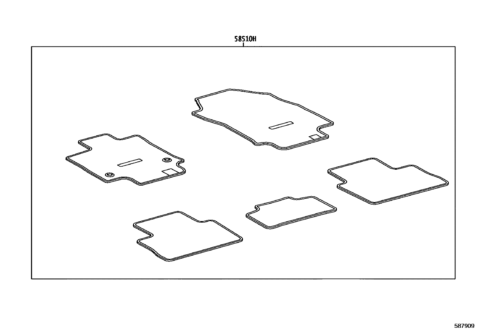 Toyota RAV4 地板垫和消声垫 EPC diagram — 587909