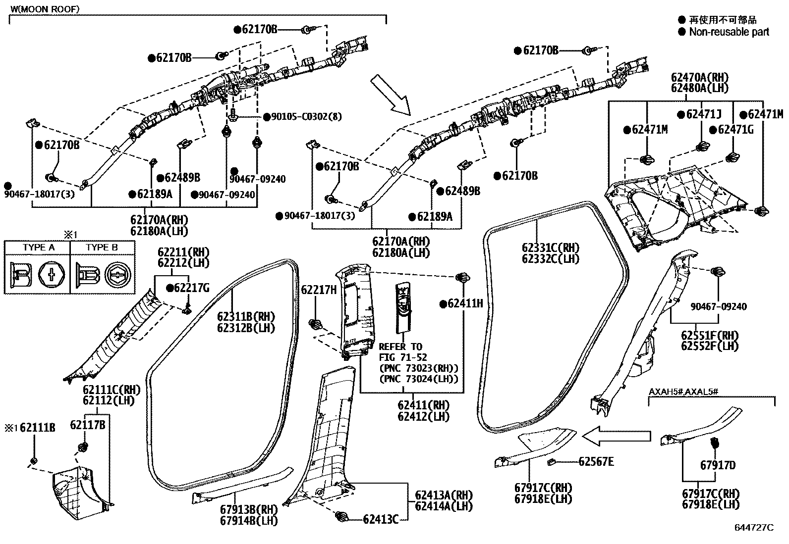 Toyota RAV4 车内装饰板 EPC diagram — 644727C