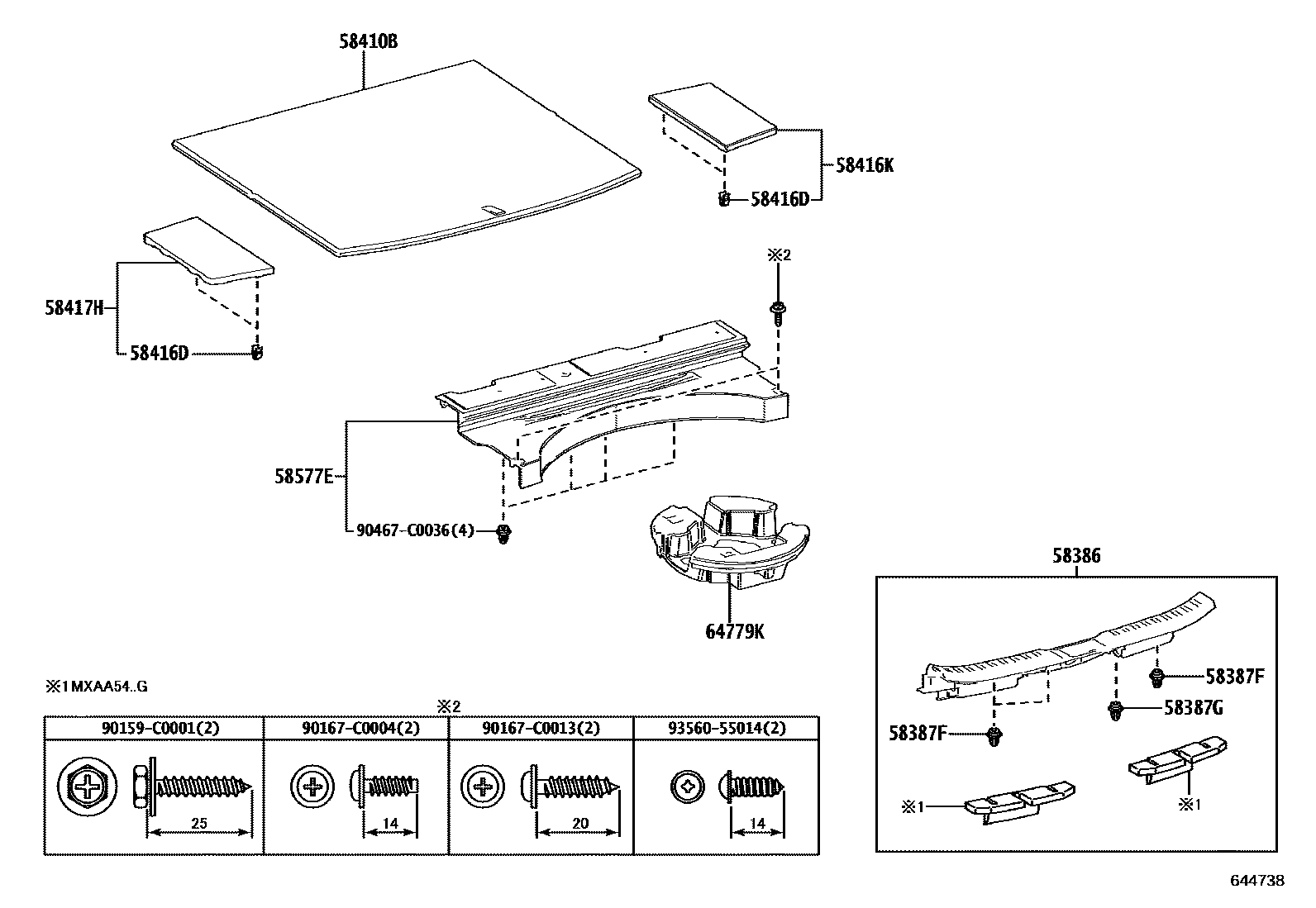Toyota RAV4 底板和底板装饰罩 EPC diagram — 644738