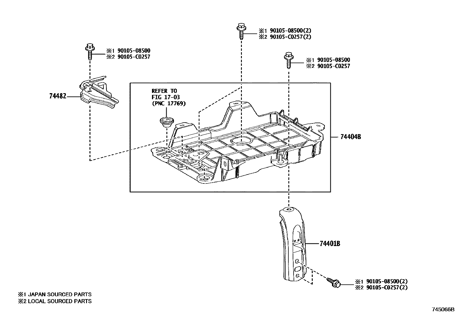 Toyota RAV4 battery holder EPC diagram — 745066B