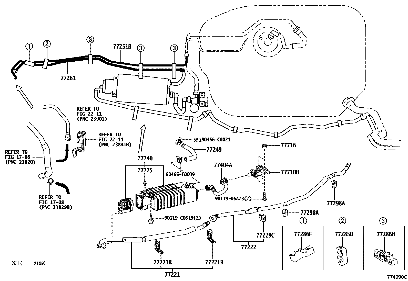 Toyota RAV4 燃油箱和燃油管 EPC diagram — 774990C