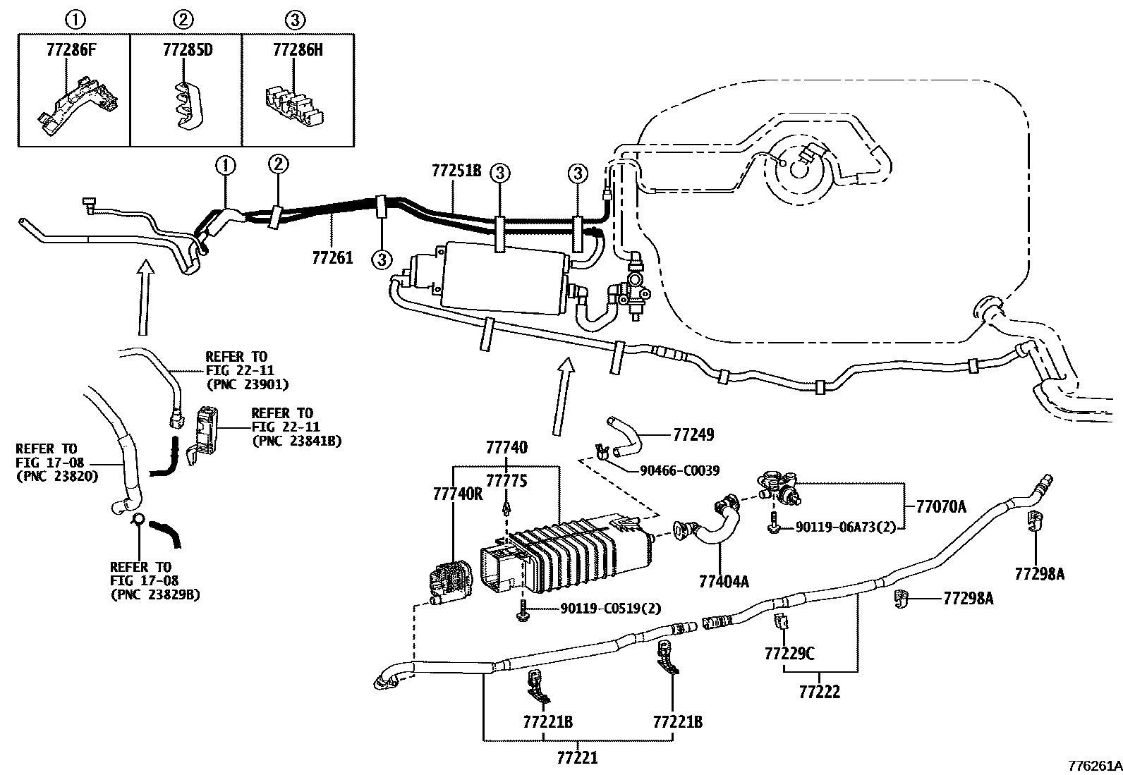 Toyota RAV4 燃油箱和燃油管 EPC diagram — 776261A