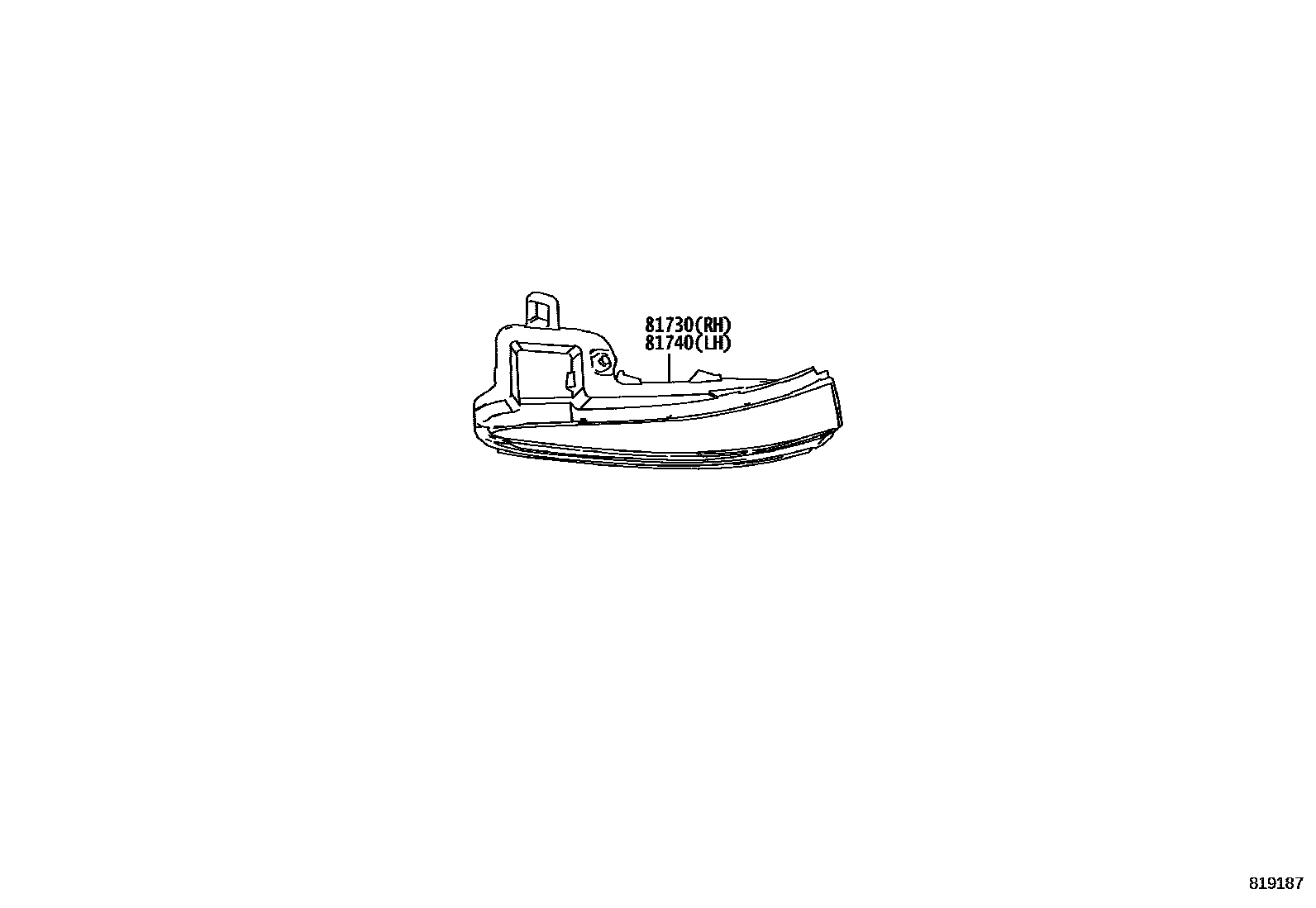 Toyota RAV4 Side Turn Signal & Outer Mirror Lamp EPC diagram — 819187
