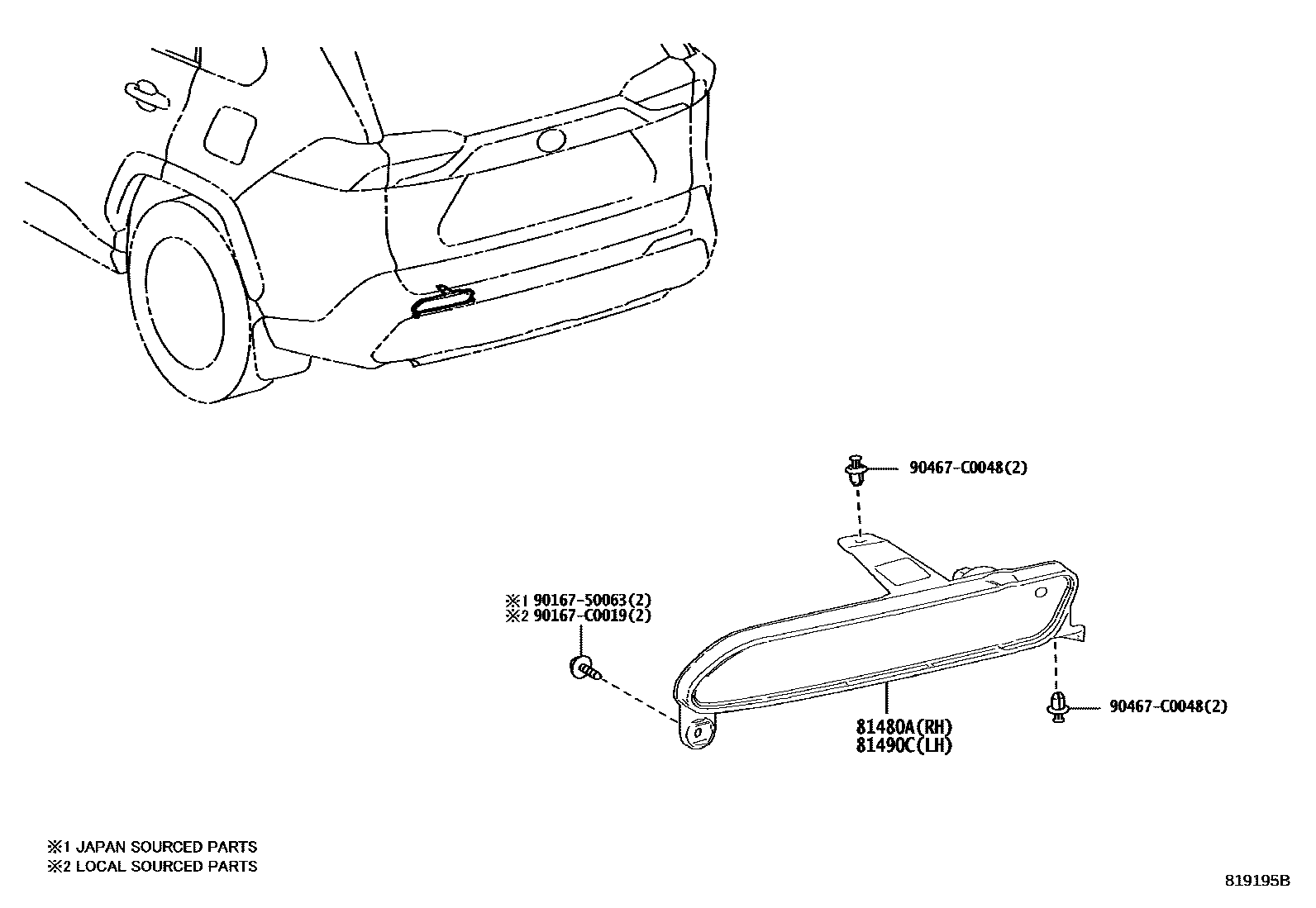 Toyota RAV4 后雾灯 EPC diagram — 819195B