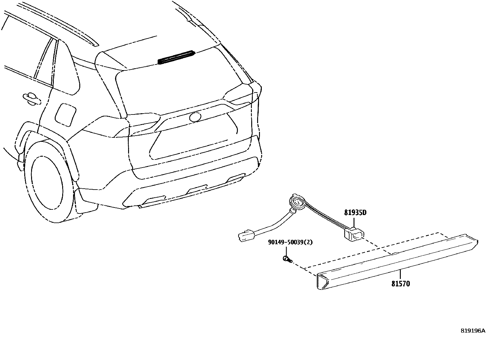 Toyota RAV4 高位刹车灯 EPC diagram — 819196A