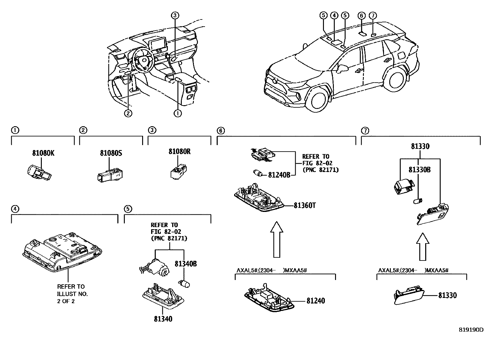 Toyota RAV4 车内灯 EPC diagram — 819190D