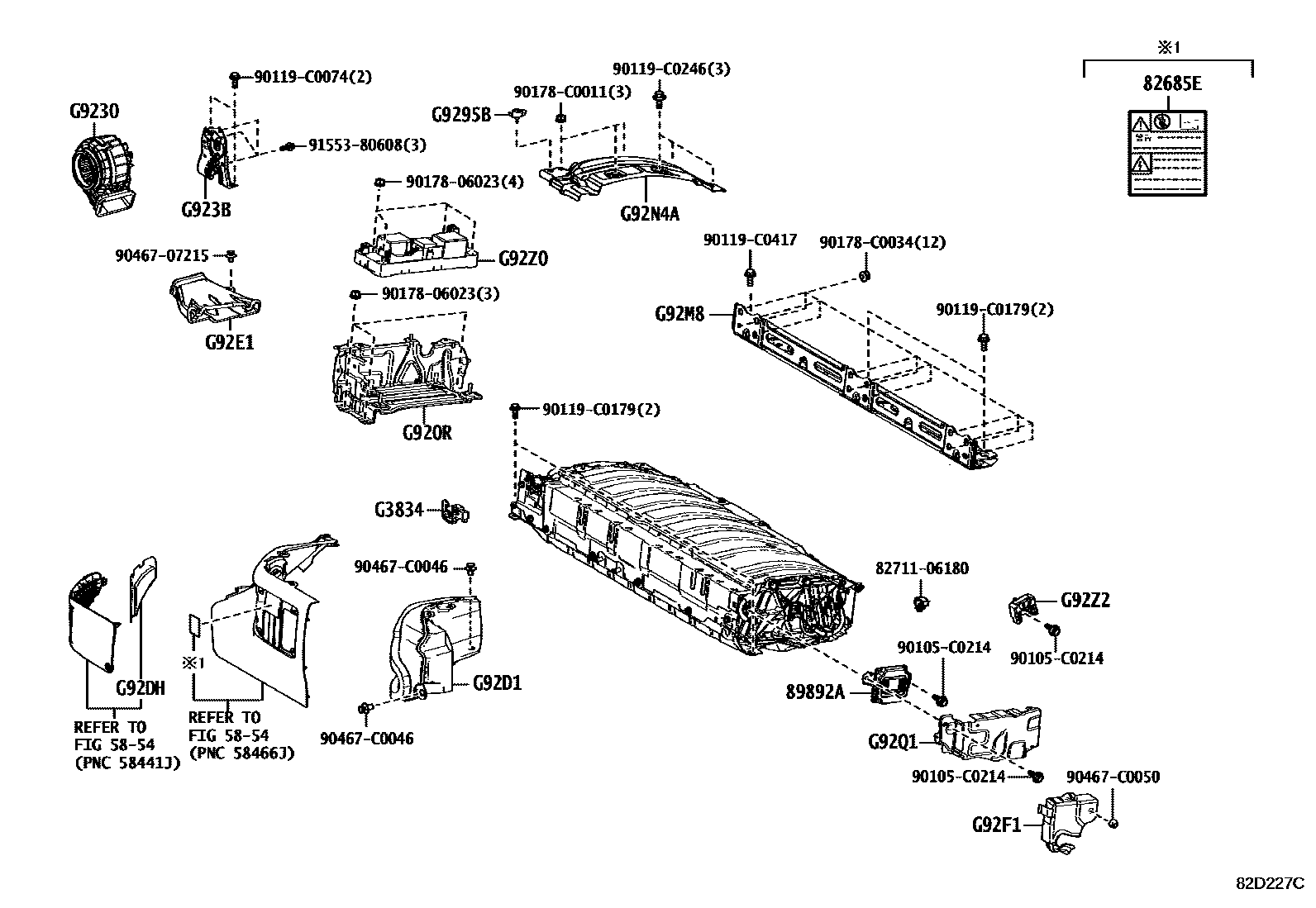 Toyota RAV4 蓄电池和蓄电池电缆 EPC diagram — 82D227C