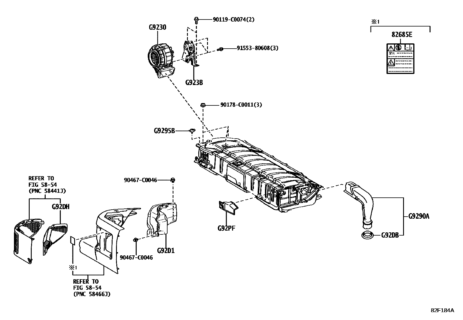 Toyota RAV4 蓄电池和蓄电池电缆 EPC diagram — 82F184A